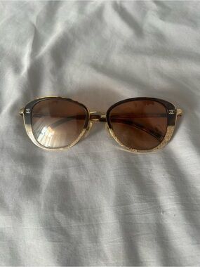 CHANEL Gold and Brown Sunglasses with PRESCRIPTION